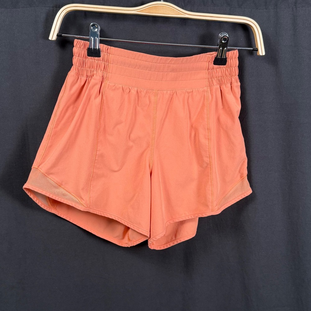 Lululemon Hotty Hot High-Rise Lined Short 4" Raspberry Cream Coral 4 LW7AYXT‎